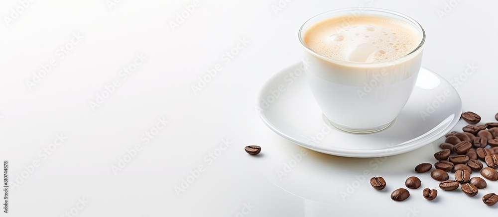 Aufkleber a cup of coffee with creamer and sugar on a white background perfect for copy space image
