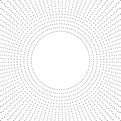Abstract Radial Dots Pattern for Decorative Round Frame. White Textured Background. 