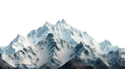 The image shows snow-capped mountains with clouds in the sky.