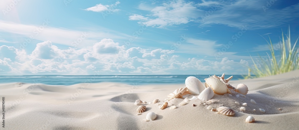 Aufkleber In the summer the beach sand dune and shell fragments create a picturesque landscape with ample copy space for images