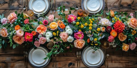 Table layout with floral decoration