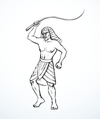 Vector drawing. Angry egyptian soldier