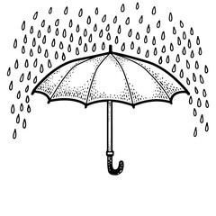 Rain and umbrella sketch PNG illustration © Oleksandr Pokusai