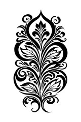 Botanical black and white pattern. For use on tattoos, posters, textiles, T-shirt printing. Generated by Ai - obrazy, fototapety, plakaty