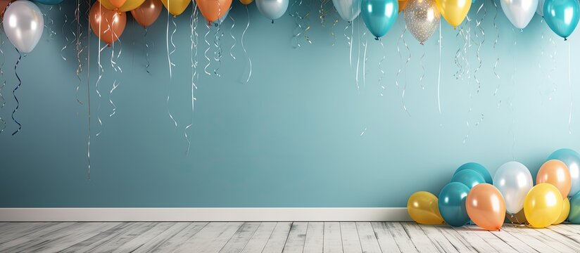 A beautiful happy birthday decoration with copy space celebrating the first year of a child s life