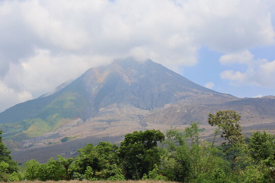Mount Sinabung - active volcano in Berastagi, North Sumatra, Indonesia