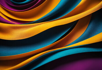 Vibrant, colorful waves flowing across a sleek fabric background, ideal for energetic and lively graphic designs - obrazy, fototapety, plakaty