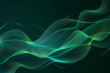 Fototapeta premium Abstract green line curve wave background. Vector illustration. 