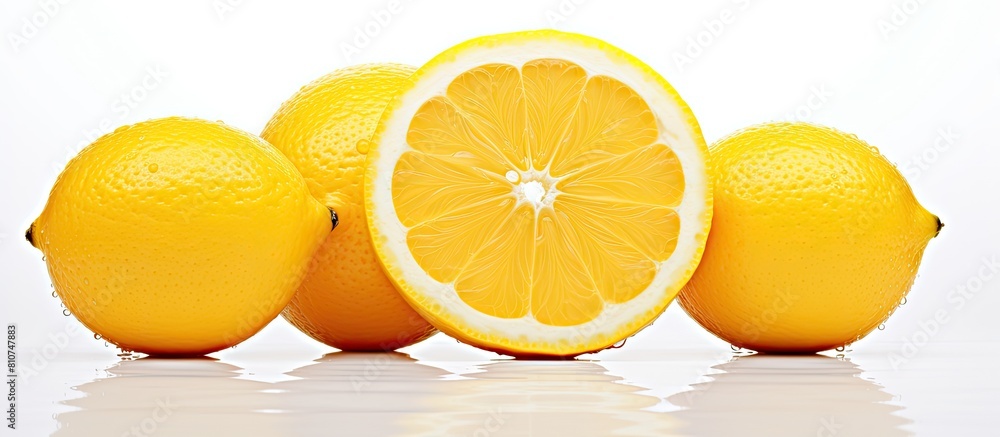 Poster A vibrant citrus fruit such as an orange or sweet lemon mosambi is displayed on a white background allowing for ample copy space in the image