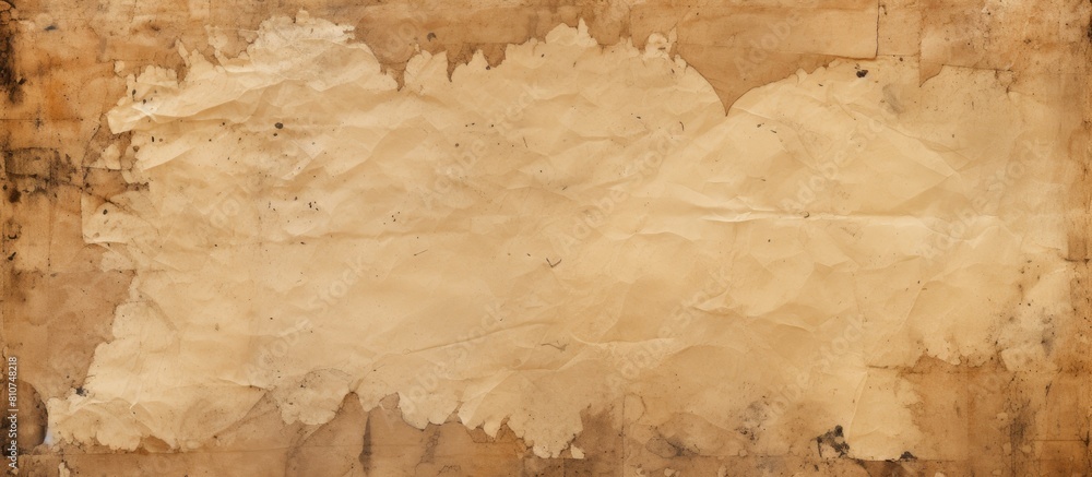 Poster A vintage grunge background with crumpled and dirty paper sheet The old brown texture shows scratches and rough spots It is isolated on a white background and provides copy space for a text box or to