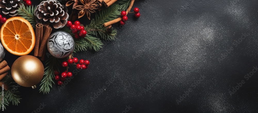 Aufkleber Flat lay composition of a Christmas or Noel greeting card with a copy space image as a background for text