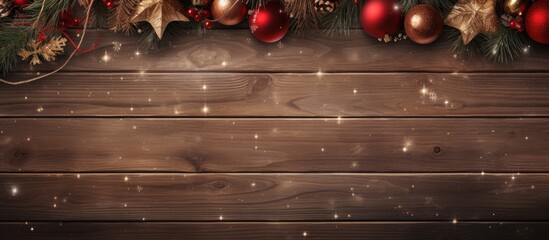 A festive top view background and frame with a Christmas and New Year theme Ample copy space available