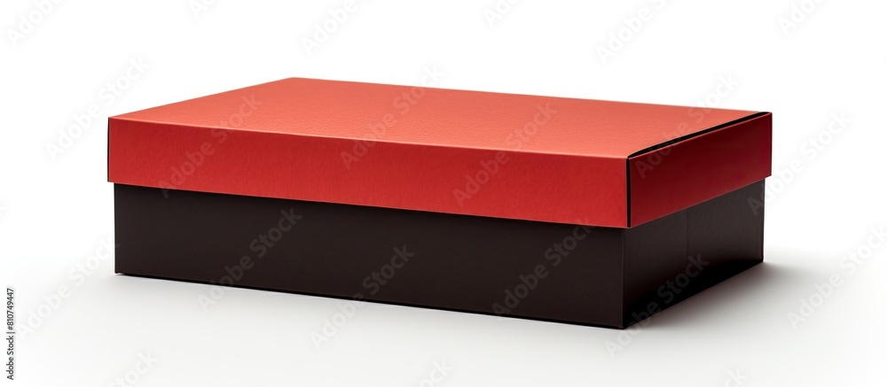 Poster A small handmade cardboard box with a red and black color scheme is isolated on a white background offering a copy space image
