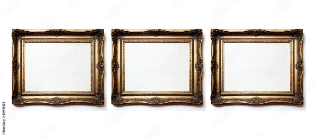Aufkleber Three vintage photo frames with empty spaces on a plain white background 33 characters. Creative banner. Copyspace image