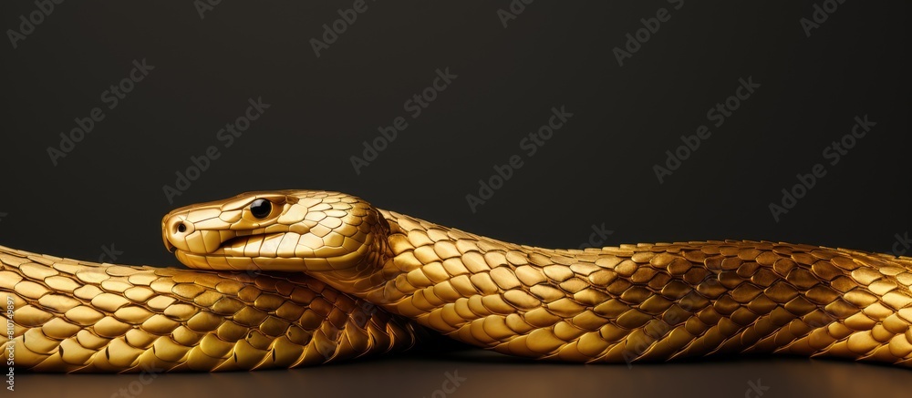 Poster a golden serpentine isolated on a bright background creating a captivating banner perfect for adding