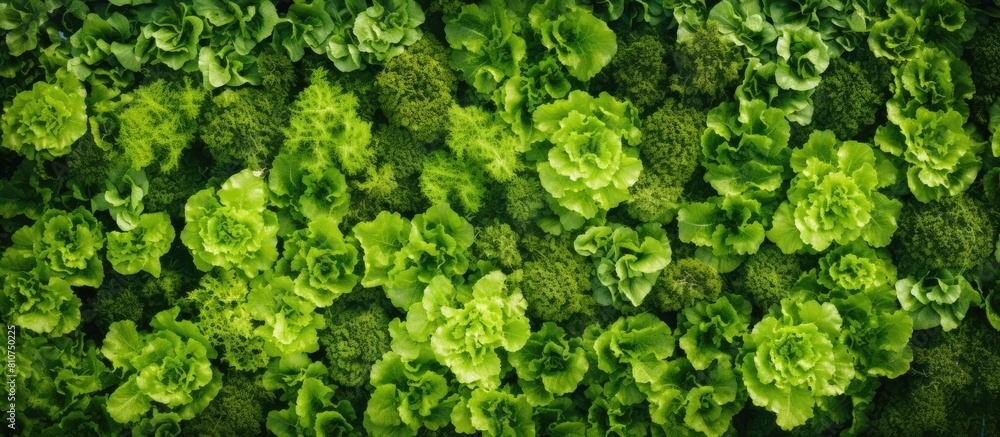 Poster aerial view of a lettuce garden with a copy space image for adding text