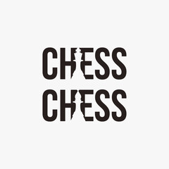 Wordmark chess logo with king crown and bishop icon vector on negative space