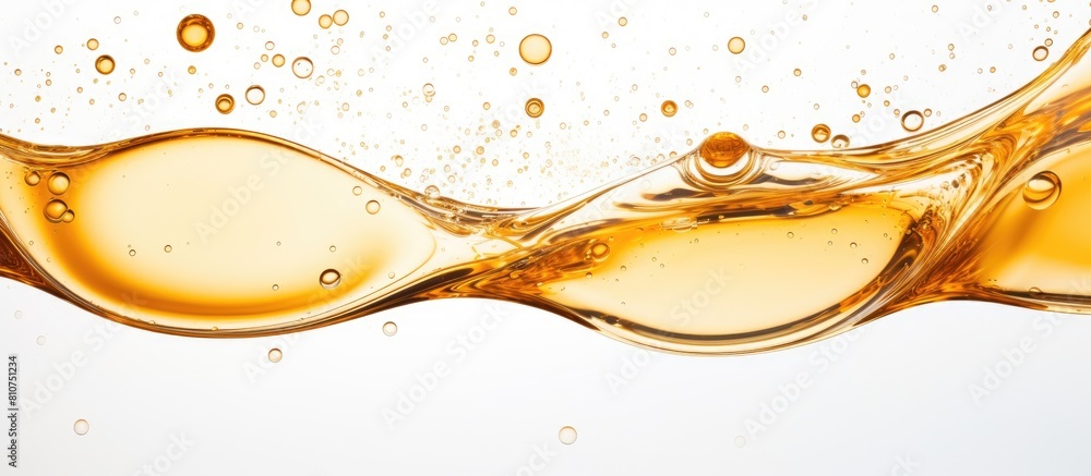 Aufkleber a stunning image of glistening golden oil with captivating ripples and sparkling bubbles that is set