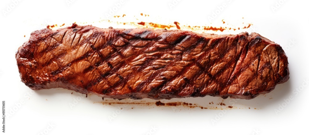 Aufkleber close up copy space image of grilled meat isolated on a white background offering a top view perspec