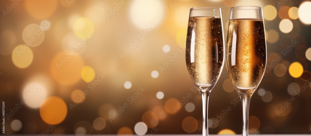 Poster a bokeh image with a background that resembles the color of champagne. creative banner. copyspace im