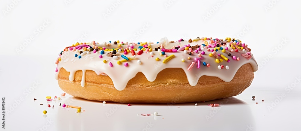Aufkleber a donut with a sweet taste displayed on a white background conveys a sense of celebration with its t