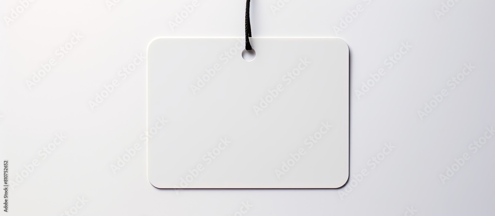 Aufkleber blank name tag against a white backdrop providing room for adding text creating a copy space image