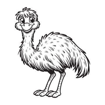 recommend clip art: Line art of Emu bird cartoon vector