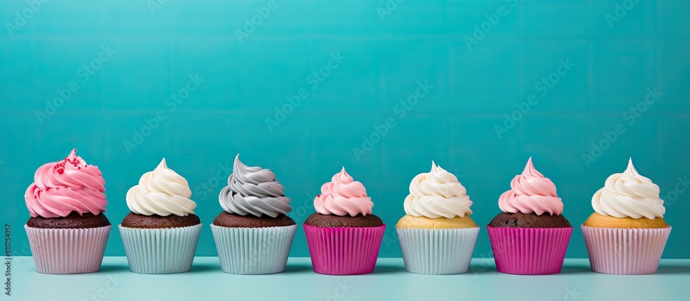 Poster The cupcake stands out on a vibrant and richly colored backdrop creating a visually appealing composition with plenty of copy space