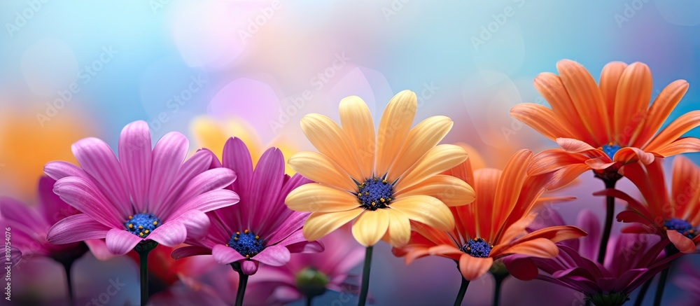 Aufkleber a macro photo of vibrant flowers with a blurred background providing ample copy space image