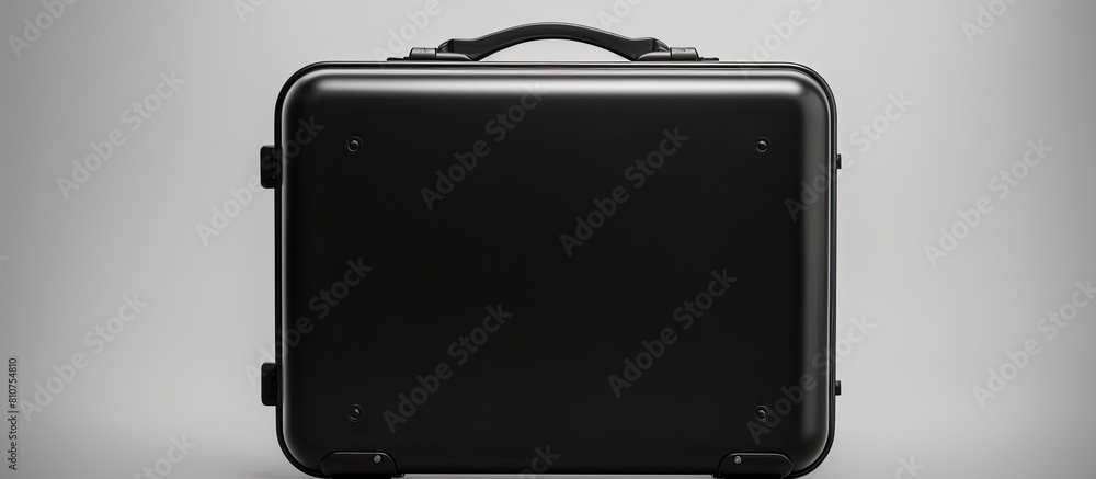 Aufkleber A black suitcase is seen alone on a white background with plenty of empty space around it for copy or other images. Creative banner. Copyspace image