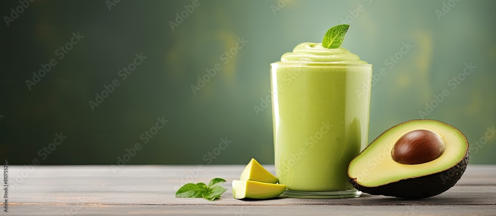 Poster The image features an avocado smoothie with ample blank space for adding text or graphics