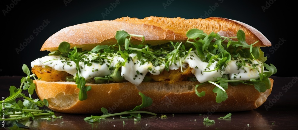 Aufkleber An appetizing sandwich featuring a combination of cheese herbs and the perfect spot for adding your own text. Creative banner. Copyspace image