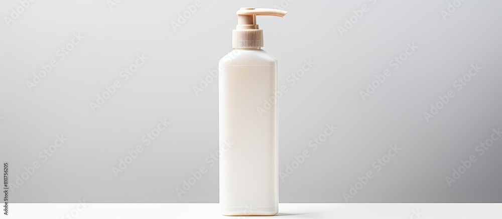 Aufkleber The image shows an empty plastic bottle for hand cream placed on a white background allowing space for text. Creative banner. Copyspace image
