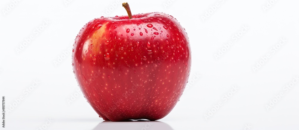 Poster A professional image of a red apple with a white background specifically captured for the purpose of a clipping path. Creative banner. Copyspace image