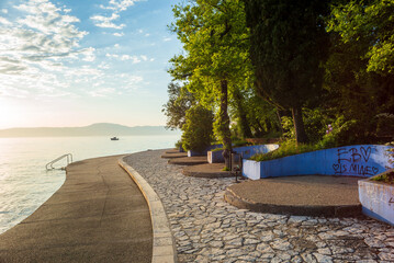 malinska, croatia, 29 april 2024, promenade nearby the sea