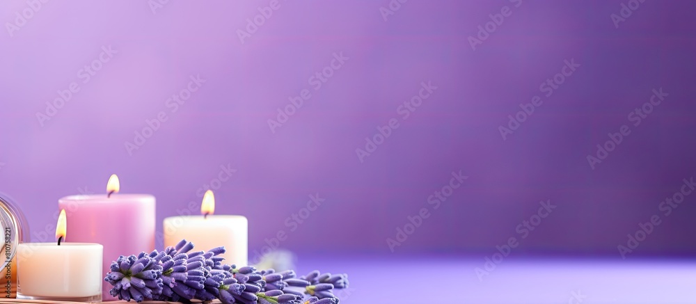 Poster spa treatments concept with lavender theme isolated on a vibrant background creating an eye catching