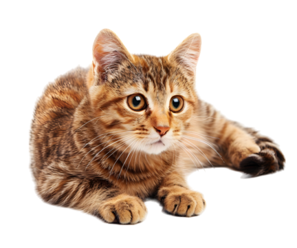 A cat isolated on white transparent background, PNG File. Perfect for clipart	

