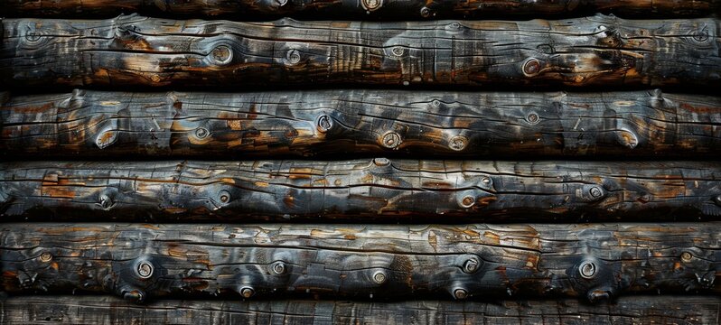 Texture of a wooden house. Logs the texture of a wooden house. A shield with a lot of parallel textures of wooden logs. 