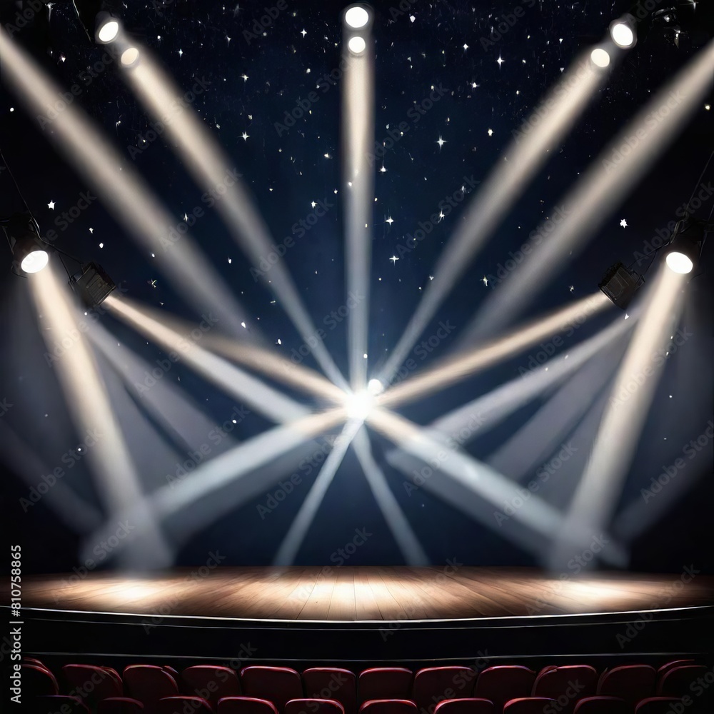 Wall mural Empty stage background with spotlights and copy space for your product display. AI generated