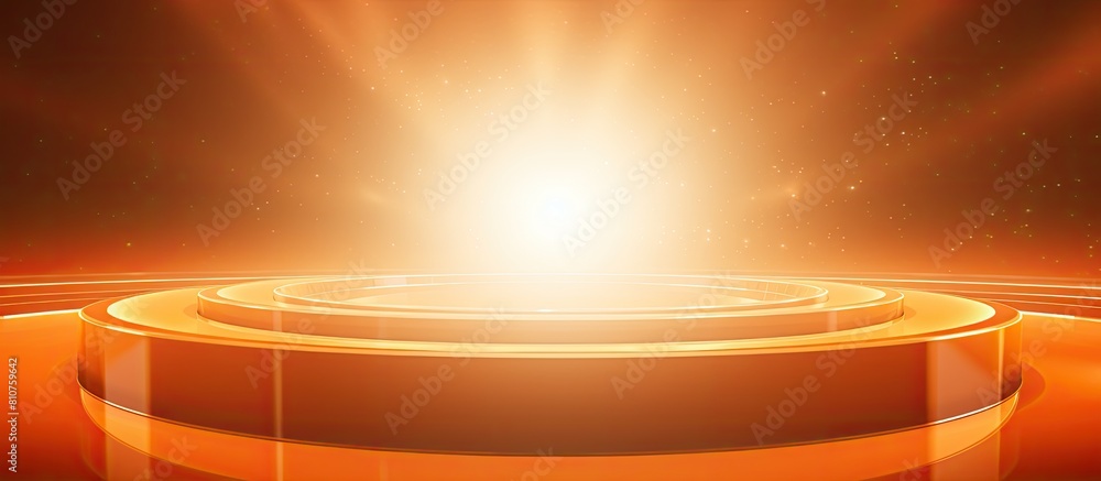 Poster An abstract orange backdrop with circular shadows and sparkling elements providing ample copy space for images