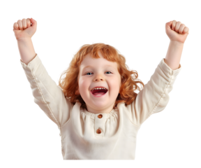 A kid girl enjoy happy isolated on white transparent background, PNG File. Perfect for clipart	
