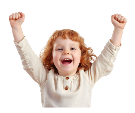 A kid girl enjoy happy isolated on white transparent background, PNG File. Perfect for clipart	
