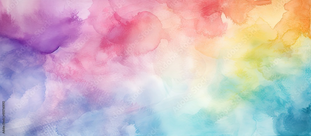 Poster Abstract watercolor background with vibrant colors of the rainbow on a wet watercolor paper texture The multicolored watercolor stains create an abstract colorful pattern perfect for a copy space ima