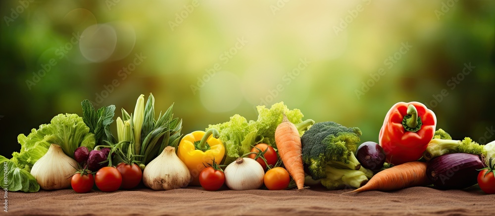 Poster nature background with fresh bio vegetables perfect for copy space image
