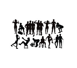Sport Gym Fitness Activity Silhouettes, art vector design
