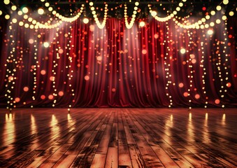 Red stage curtains with spotlight. advertisement business agency, ads campaigns marketing, email newsletter, landing pages website,