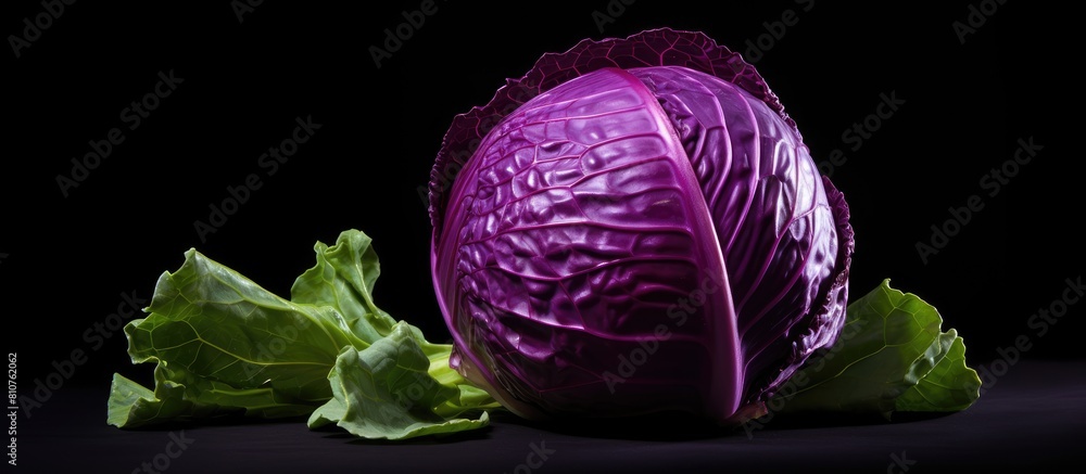 Poster A vibrant red cabbage with ample space for copy in the image