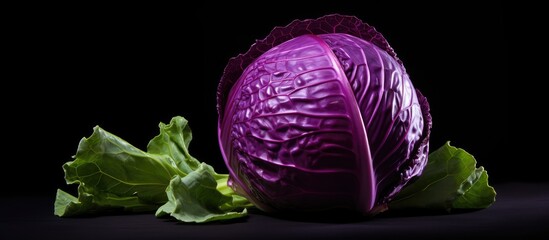 A vibrant red cabbage with ample space for copy in the image - Powered by Adobe