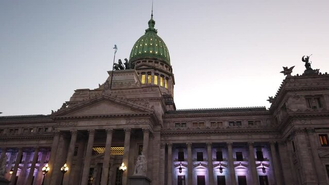 Panoramic, National Congress Argentina Iconic Building Skyline Sunset Background