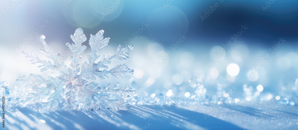 Aufkleber a stunning ice crystal sparkles in the sunlight set against a blue bokeh background it makes for the